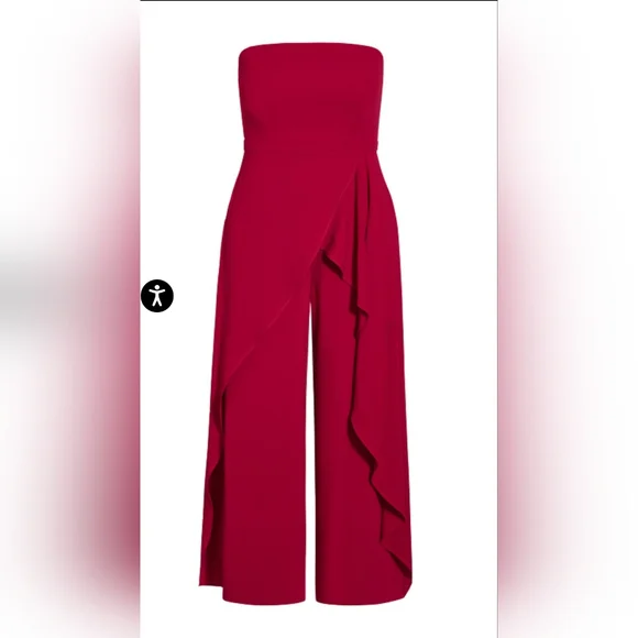 NWT City Chic Attract Strapless Jumpsuit Wine 🍷 Red XS 14 - Picture 4 of 6